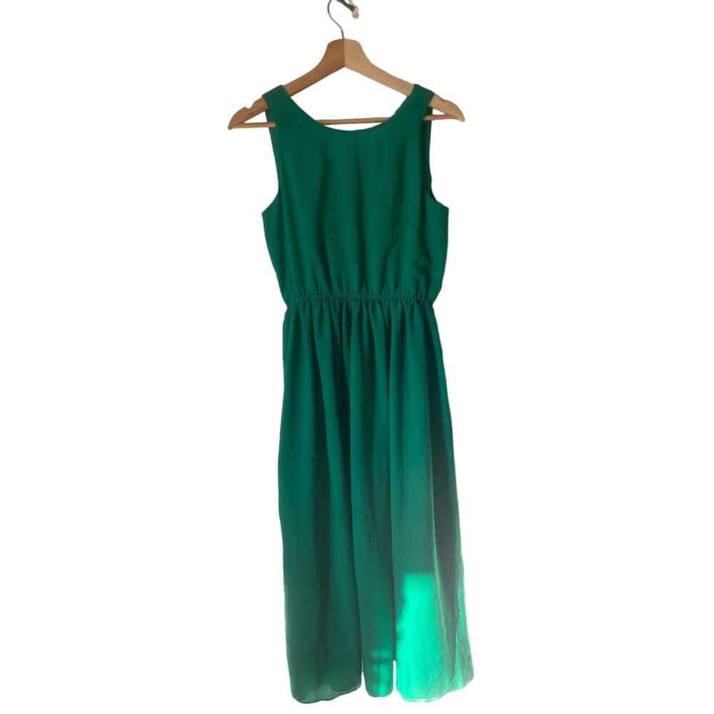 Silk Midi Dress Green Small